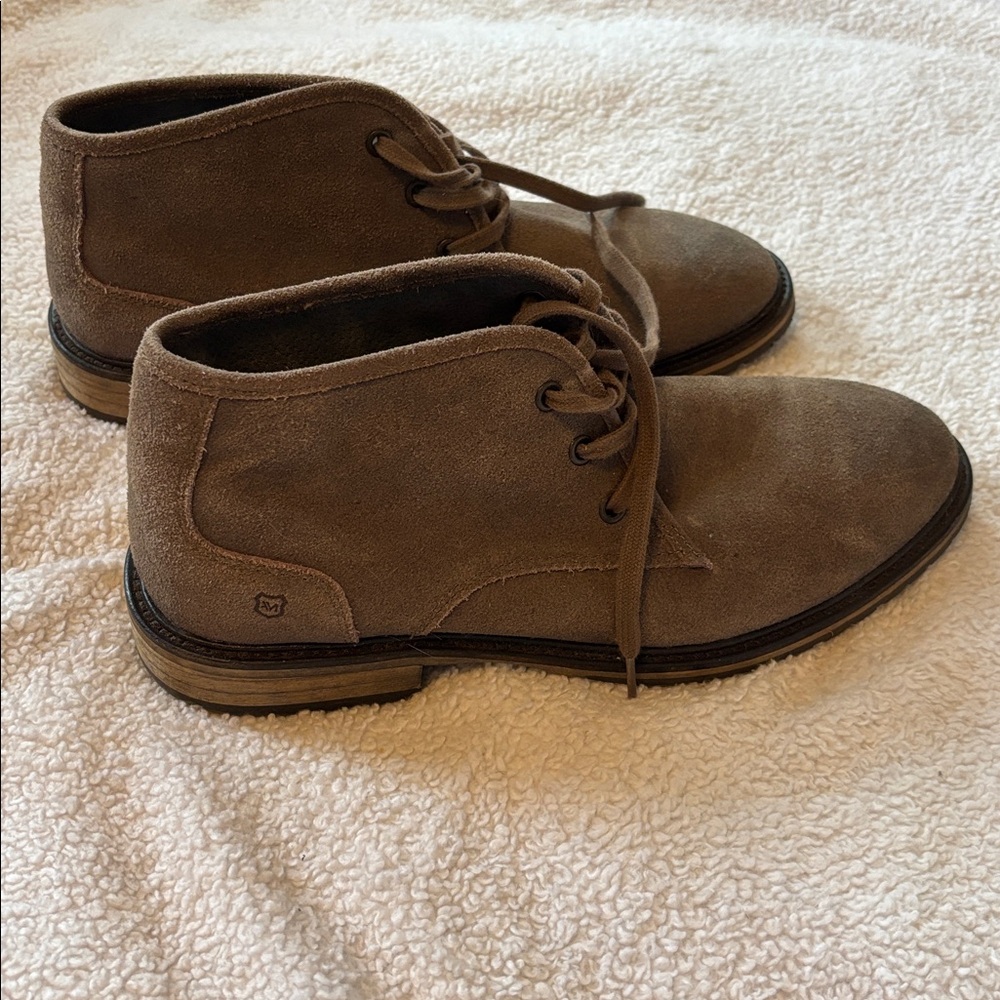 Andrew Marc Woodside Chukka Boots Mens Size 9 Tan Leather Suede Lace Up